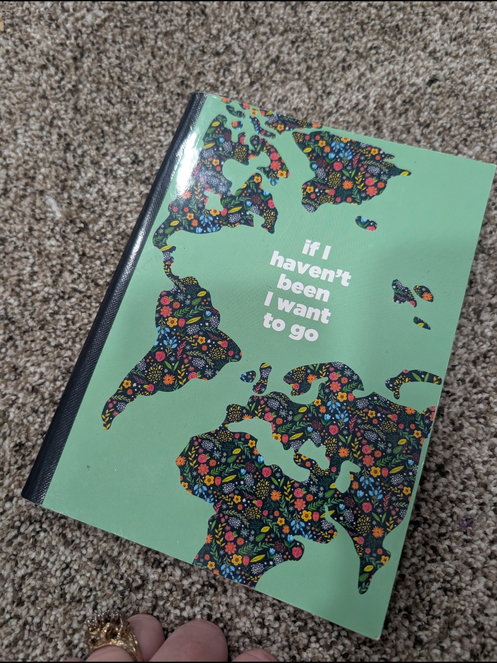 Mint Floral World Map Journal - 'if I haven't been I want to go'